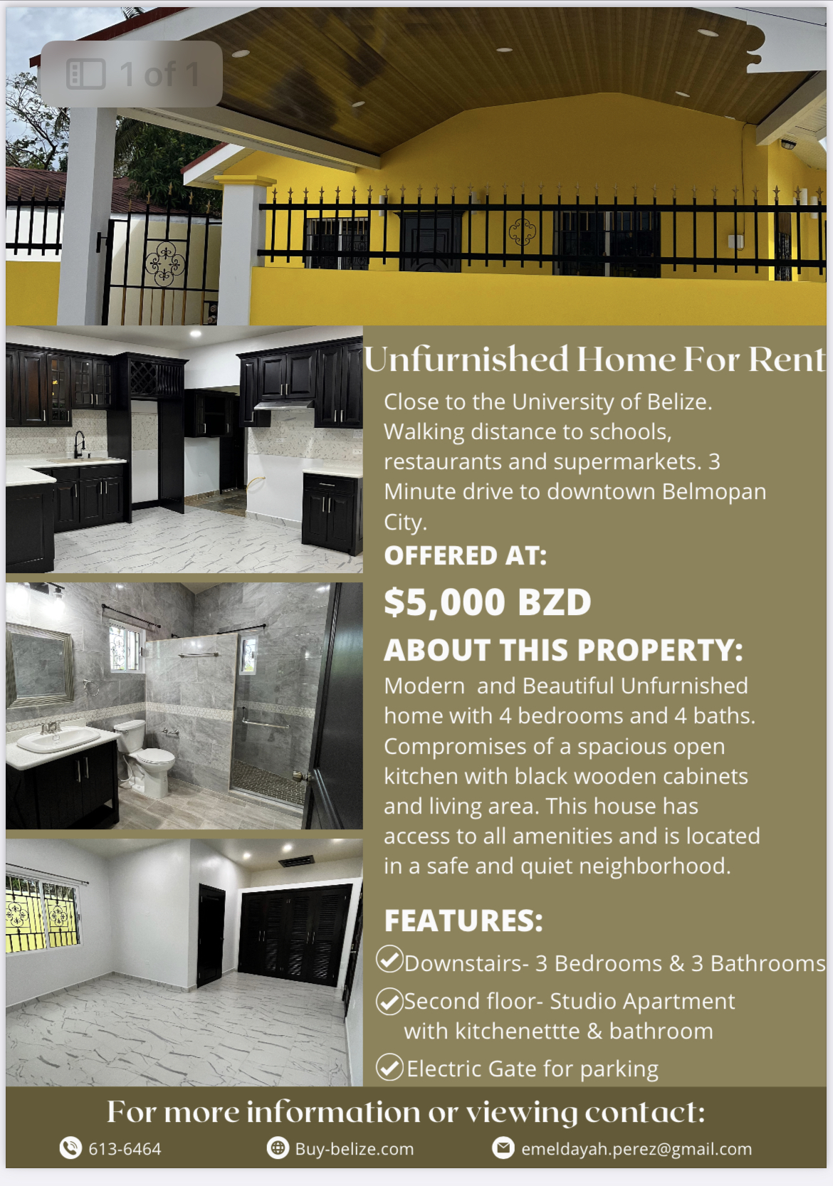 Unfurnished 4 bedroom/4 Bathroom Home for Rent in Belmopan